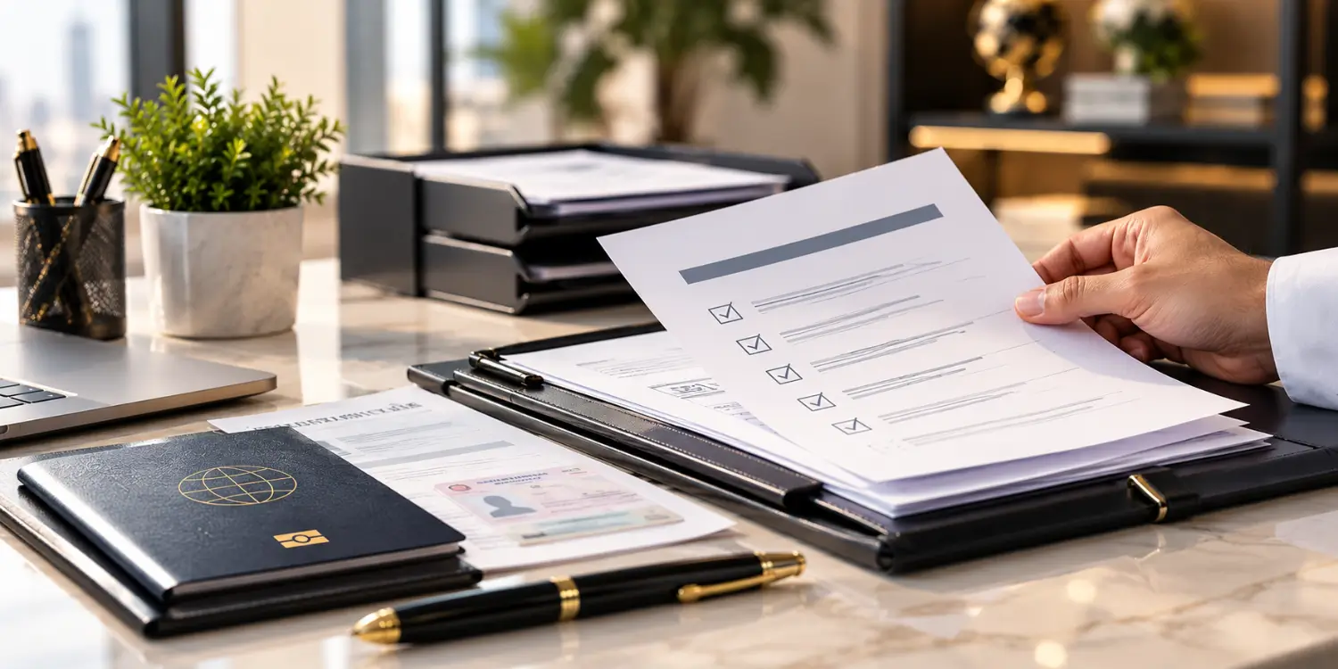 Documents prepared for a UAE Golden Visa application