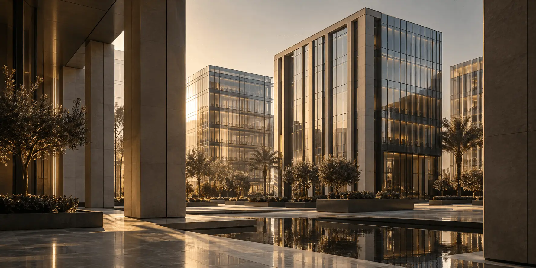 Corporate buildings representing commercial business