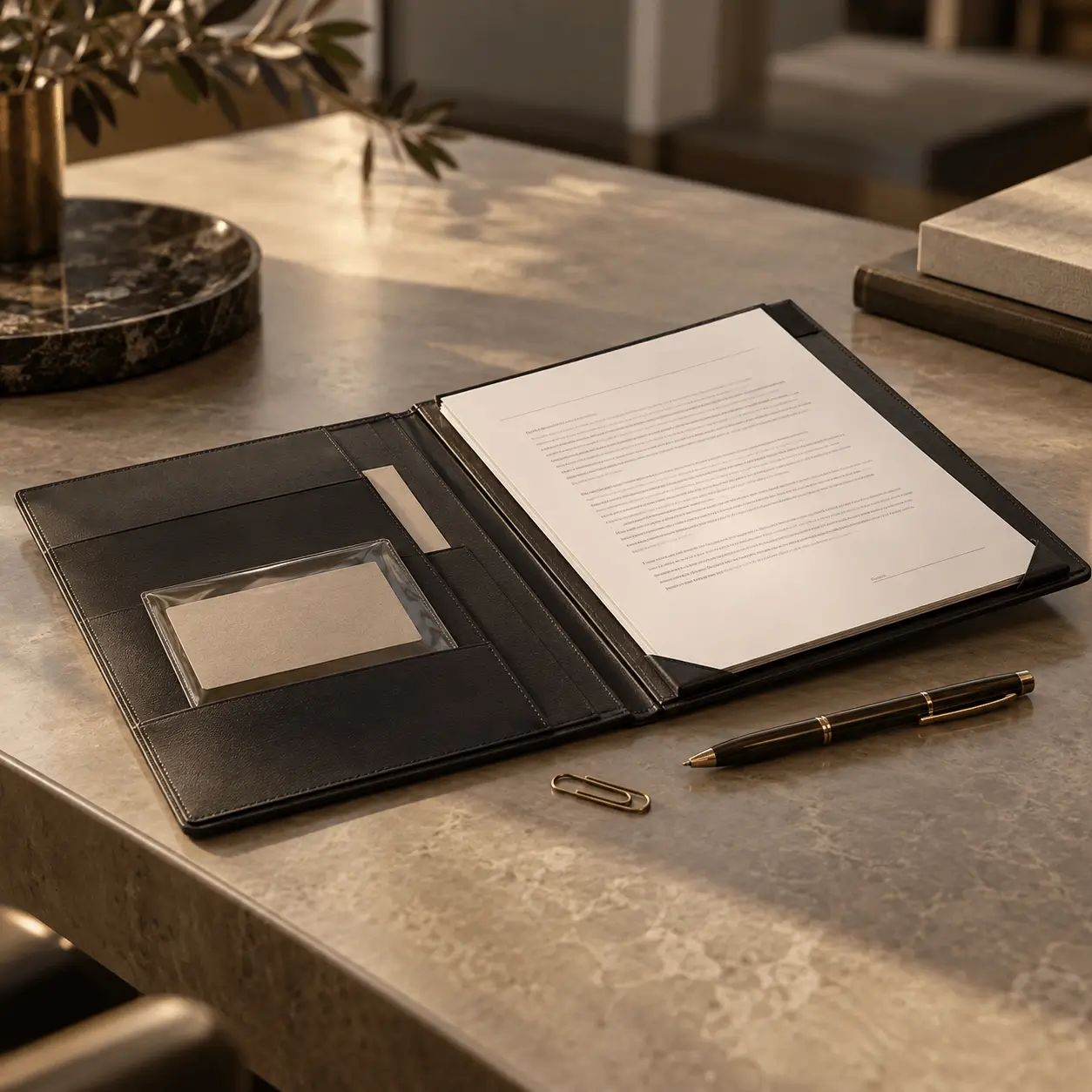 Professional carrying documents representing work permit support